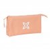 Safta Munich Basicos Peach Portatodo - 3 Compartimentos con Cremalleras - Bolsillo Interior - 0.6L - 220x30x120mm - Color Naranja