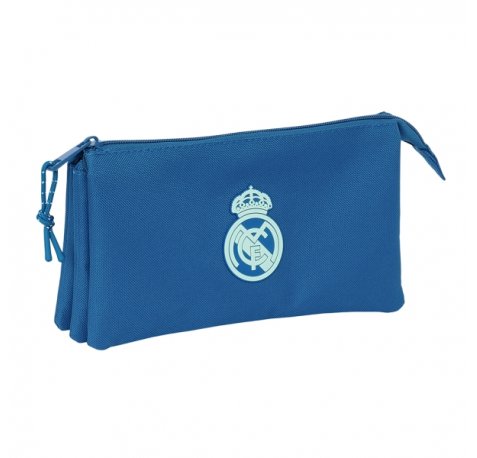 Safta Real Madrid Chica Portatodo - 3 Compartimentos con Cremalleras - Bolsillo Interior - 0.6L - 220x30x120mm - Color Azul