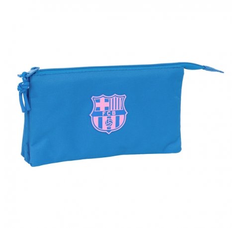 Safta F.C.Barcelona Chica Indigo Portatodo - 3 Compartimentos con Cremalleras - Bolsillo Interior - 0.6L - 220x30x120mm - Color Azul