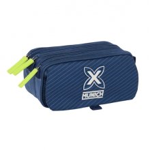 Safta Munich Blue Indigo Portatodo - 3 Compartimentos con Cremalleras - Bolsillo Frontal - Cinta Adaptable - 1.72L - 215x80x100mm - Color Azul Marino