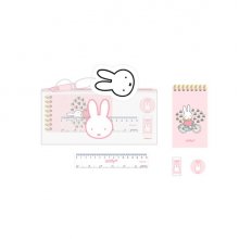Safta Miffy Flores Pack Escolar con Portatodo de PVC - Cierre ZIP - Regla 15cm - 2 Lapices - Sacapuntas - Goma - Bloc de Notas con 70 Hojas - Multicolor