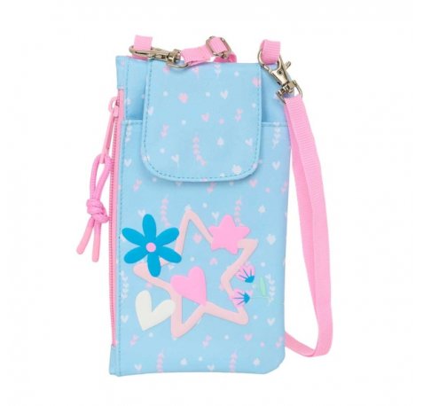 Safta Blackfit8 Smile Monedero Portamovil hasta 6.9" - Compartimento con Cremallera - Cordon Ajustable - 0.19L - 100x190mm - Color Azul Claro