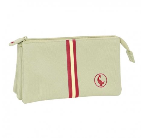 Safta el Ganso Basics Portatodo - 3 Compartimentos con Cremalleras - Bolsillo Interior - 0.6L - 220x30x120mm - Color Beige