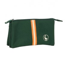 Safta el Ganso Basics Green Portatodo - 3 Compartimentos con Cremalleras - Bolsillo Interior - 0.6L - 220x30x120mm - Color Verde Oscuro