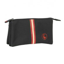 Safta el Ganso Basics Black Portatodo - 3 Compartimentos con Cremalleras - 0.6L - Bolsillo Interior - 220x30x120mm - Color Negro