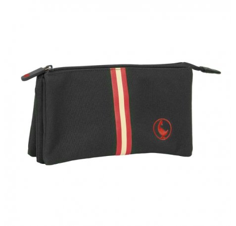 Safta el Ganso Basics Black Portatodo - 3 Compartimentos con Cremalleras - 0.6L - Bolsillo Interior - 220x30x120mm - Color Negro