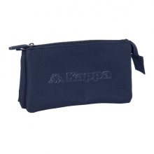 Safta Kappa Basics Portatodo - 3 Compartimentos con Cremalleras - Bolsillo Interior - 0.6L - 220x30x120mm - Color Azul Marino