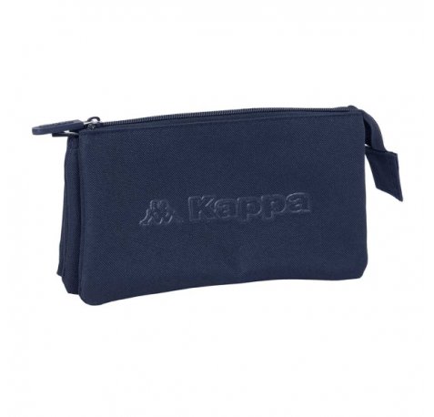 Safta Kappa Basics Portatodo - 3 Compartimentos con Cremalleras - Bolsillo Interior - 0.6L - 220x30x120mm - Color Azul Marino