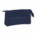 Safta Kappa Basics Portatodo - 3 Compartimentos con Cremalleras - Bolsillo Interior - 0.6L - 220x30x120mm - Color Azul Marino
