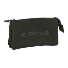 Safta Kappa Basics Portatodo - 3 Compartimentos con Cremalleras - Bolsillo Interior - 0.6L - 220x30x120mm - Color Negro