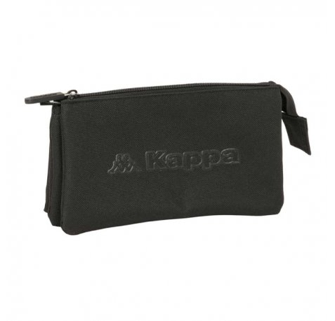 Safta Kappa Basics Portatodo - 3 Compartimentos con Cremalleras - Bolsillo Interior - 0.6L - 220x30x120mm - Color Negro