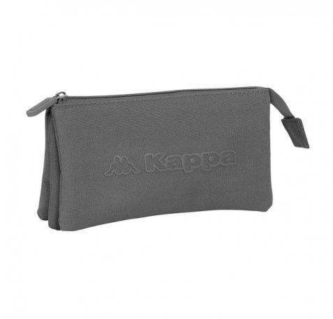 Safta Kappa Basics Gris Portatodo - 3 Compartimentos con Cremalleras - Bolsillo Interior - 0.6L - 220x30x120mm - Color Gris