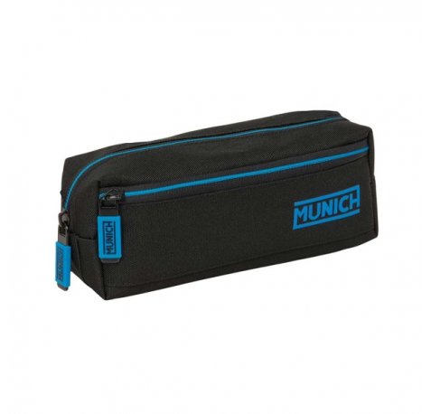 Safta Munich Road Portatodo - 3 Compartimentos con Cremalleras - Goma Elastica - 0.98L - 220x60x85mm - Color Negro