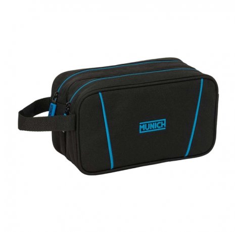 Safta Munich Road Neceser de 5L - 2 Compartimentos con Cremallera - Asa Lateral - Adapatable a Carro - 260x125x150mm - Color Negro