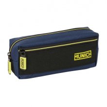 Safta Munich Track Portatodo - 3 Compartimentos con Cremalleras - Goma Elastica - 0.98L - 220x60x85mm - Color Azul Marino
