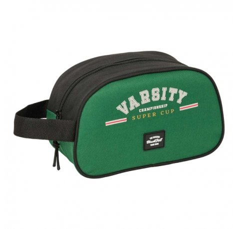Safta Blackfit8 Varsity Neceser de 5L - Cremallera - Asa Lateral - Adapatable a Carro - 260x120x150mm - Color Negro y Verde