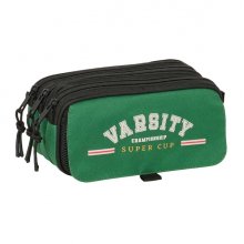 Safta Blackfit8 Varsity Portatodo - 3 Compartimentos con Cremalleras - Bolsillo Frontal - Cinta Adaptable - 1.72L - 215x80x100mm - Color Negro y Verde