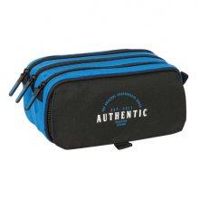 Safta Blackfit8 Underground Portatodo - 3 Compartimentos con Cremalleras - Bolsillo Frontal - Cinta Adaptable - 1.72L - 215x80x100mm - Color Negro y Azul
