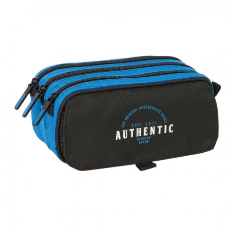 Safta Blackfit8 Underground Portatodo - 3 Compartimentos con Cremalleras - Bolsillo Frontal - Cinta Adaptable - 1.72L - 215x80x100mm - Color Negro y Azul