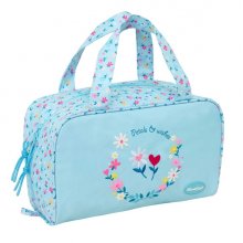 Safta Blackfit8 Petalos Neceser Rectangular - Organizadores con Compartimentos - Asas de Mano - Bolsillo Interior con Cremallera - Doble Tirador - 31x14x19cm - Color Azul Claro