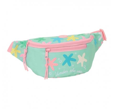 Safta Estrellas Bolsa de Cintura - Cremallera - Cintas Ajustables - Cierre de PVC - Bolsillo Frontal - 23x12x9cm - Color Verde