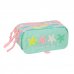 Safta Estrellas Portatodo - 3 Compartimentos con Cremallera - Cinta Trasera Adaptable - Bolsillo Frontal de Rejilla con Velcro - 21.5x10x8cm - Color Verde