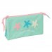 Safta Estrellas Portatodo - 3 Compartimentos con Cremallera - Bolsillo Interior Central - 22x12x3cm - Color Verde