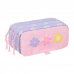 Safta Bouquet Portatodo - 3 Compartimentos con Cremalleras - Bolsillo Frontal - Cinta Adaptable - 1.72L - 215x80x100mm - Color Rosa Pastel