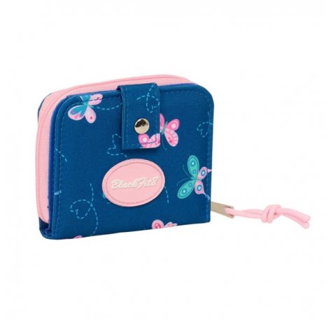 Safta Blackfit8 Mariposas Monedero con Billetera - Compartimento para Billetes y Tarjetas - Cierre con Iman - Compartimento con Cremallera - 0.10L - 110x20x95mm - Color Azul Marino