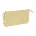 Safta Basic Portatodo - 3 Compartimentos con Cremallera - Bolsillo Interior Central - 22x12x3cm - Color Beige