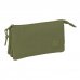 Safta Basic Portatodo - 3 Compartimentos con Cremallera - Bolsillo Interior Central - 22x12x3cm - Color Verde