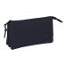 Safta Basic Portatodo - 3 Compartimentos con Cremallera - Bolsillo Interior Central - 22x12x3cm - Color Azul Oscuro