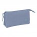Safta Basic Portatodo - 3 Compartimentos con Cremallera - Bolsillo Interior Central - 22x12x3cm - Color Azul Azafata