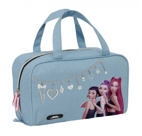 Safta K-Pop Demon Hunters Huntr/X Neceser Rectangular - Organizadores con Compartimentos - Asas de Mano - Bolsillo Interior con Cremallera - Doble Tirador - 31x14x19cm - Color Azul Claro