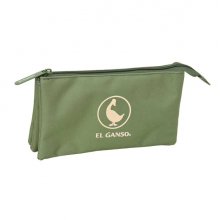 Safta el Ganso Basics Portatodo - 3 Compartimentos con Cremallera - Bolsillo Interior Central - 22x12x3cm - Color Verde