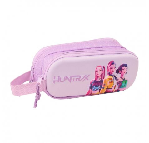 Safta K-Pop Demon Hunters Iconic Portatodo 3D - 2 Compartimentos con Cremallera - Asa Lateral - Capacidad 1L - 21x8x6cm - Color Lavanda