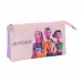 Safta K-Pop Demon Hunters Iconic Portatodo - 3 Compartimentos con Cremallera - Bolsillo Interior Central - 22x12x3cm - Color Lavanda