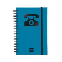 Finocam Phone Indice Telefonico - Formato 8Âº - 100x150mm - Tapas de Carton Forrado - Papel de 120g/m2 - Cierre con Goma Elastica - Espiral Doble Metalica - Color Azul