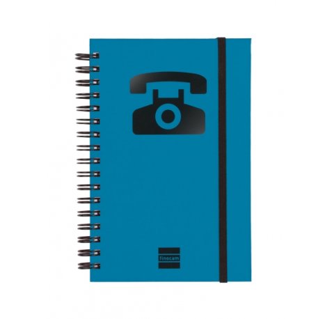 Finocam Phone Indice Telefonico - Formato 8Âº - 100x150mm - Tapas de Carton Forrado - Papel de 120g/m2 - Cierre con Goma Elastica - Espiral Doble Metalica - Color Azul
