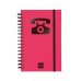 Finocam Phone Indice Telefonico - Formato 8Âº - 100x150mm - Tapas de Carton Forrado - Papel de 120g/m2 - Cierre con Goma Elastica - Espiral Doble Metalica - Color Magenta
