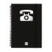 Finocam Phone Indice Telefonico - Formato A5 - 148x210mm - Tapas de Carton Forrado - Papel de 120g/m2 - Cierre con Goma Elastica - Espiral Doble Metalica - Color Negro