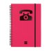 Finocam Phone Indice Telefonico - Formato A5 - 148x210mm - Tapas de Carton Forrado - Papel de 120g/m2 - Cierre con Goma Elastica - Espiral Doble Metalica - Color Magenta
