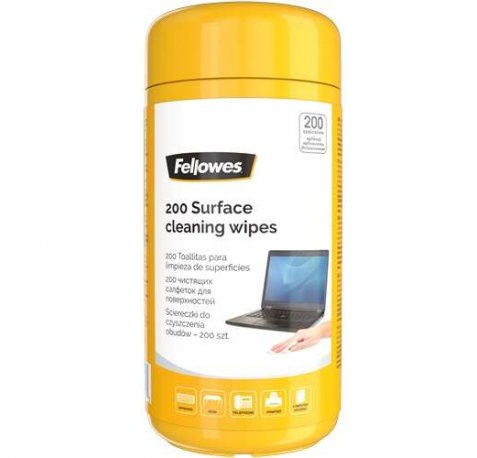 Fellowes Pack de 200 Toallitas de Limpieza para Superficies