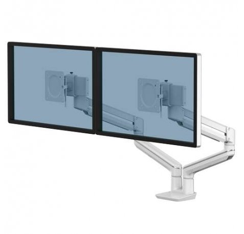 Fellowes Tallo Brazo para Monitor Doble - Brazo giratorio de 270º - Sistema con Muelle de Gas - Hasta 9kg - Color Blanco