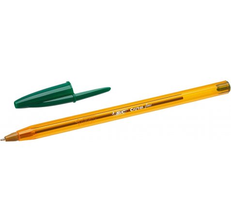 Bic Cristal Original Fine Boligrafo de Bola - Punta Redonda de 0.8mm - Trazo de 0.30mm - Tinta con Base de Aceite - Translucido - Color Verde (50 uds)