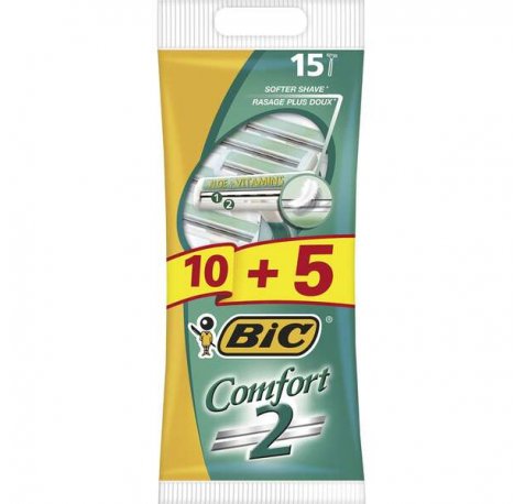 Bic Comfort 2 Pack de 10 + 5 Gratis Maquinillas de Afeitar Desechables