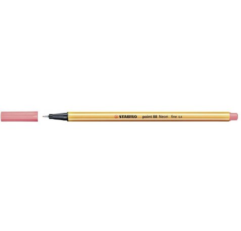 Stabilo Point 88 Rotulador de Punta Fina de Fibra - Trazo de 0.4 mm - Tinta con Base de Agua - Color Rojo Neon (10 uds)