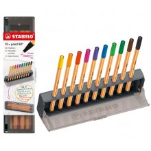 Stabilo Point 88 Set de Mesa con 10 Rotuladores de Punta de Fibra - Trazo de 0.4mm aprox. - Tinta con Base de Agua - Colores Surtidos