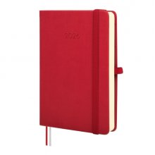 Finocam Minimal Textura Agenda en Catalan - Anual 2026 - Tapa Dura - Cierre con Goma Elastica - Formato M4 - 124x27x174mm - 1 Dia por Pagina - Color Rojo