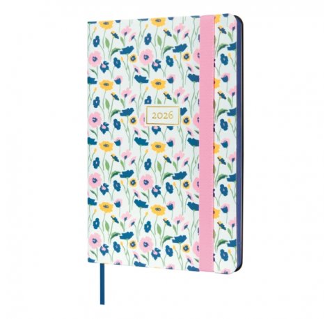 Finocam Flexi Joy Agenda en Catalan - Anual 2026 - Tapa Blanda - Formato F4 - 120x13x172mm - Semana Vista Horizontal - Tematica de Flores